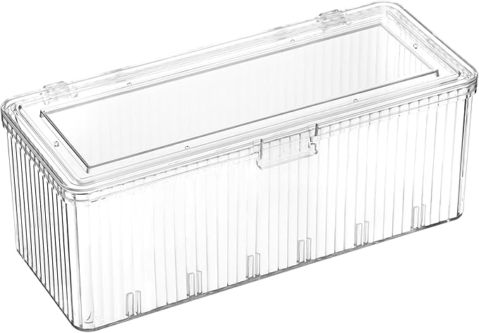 GUSHBIN Plastic Clean Pads Holder Rectangular Pad Dispenser for Makeup Desktop Organizer with Lid for Bathroom Vanity