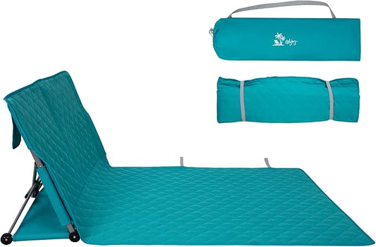 #WEJOY Double Beach Lounge Chair, Collapse Folding Lightweight Mat, Portable Ground Beach Chairs with Padded Seat & Steple...