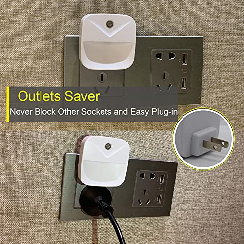 YRWXZYO 6 Pack Night Light Plug in, White LED Nightlights with Smart Dusk to Dawn Sensor, Plug into Wall Nightlights Suita...