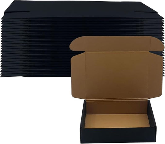 24 Pack 8x6x2 inches Black Shipping Boxes, Corrugated Mailer Boxes, Packaging Boxes for Products, Recyclable Cardboard Bo...