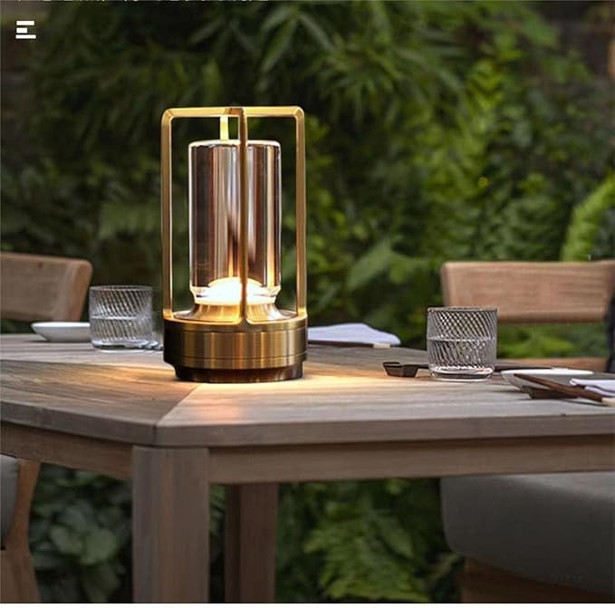 Portable Metal Table Lamp for Indoor/Outdoor ,Rechargeable Cordless LED Lamp, 3-Colour Infinitely Dimming Battery Powered ...