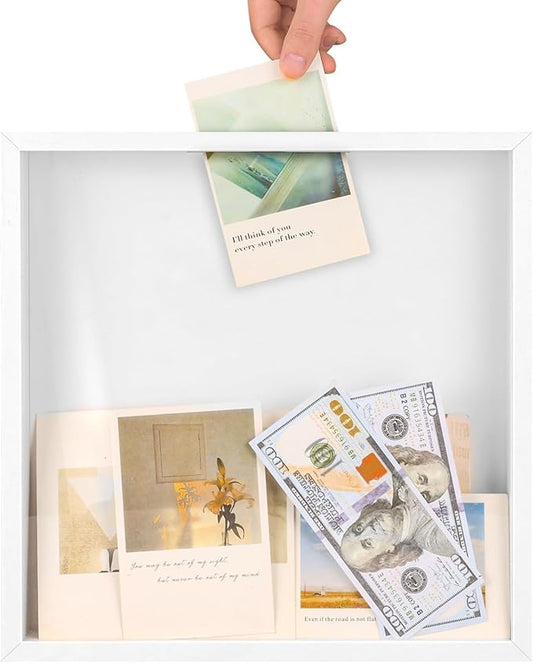 12x12 Traveler Adventure Shadow Box Frame Memory Box for Keepsakes Top Loading Shadow Keepsake Box with Slot for Concert T...