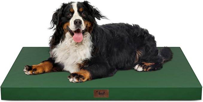 Tail Stories Outdoor All Weather Dog Bed, XXL Waterproof Dog Bed for Large Dogs, Orthopedic Egg Crate Foam Pet Mat with Re...