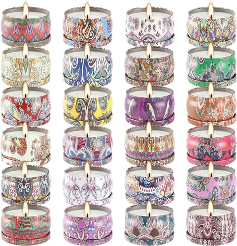 Howemon 24 Pack Scented Candles Set for Home, Relaxing Stress Relief, Aromatherapy - Natural Soy Wax and Fragrance - Gifts...