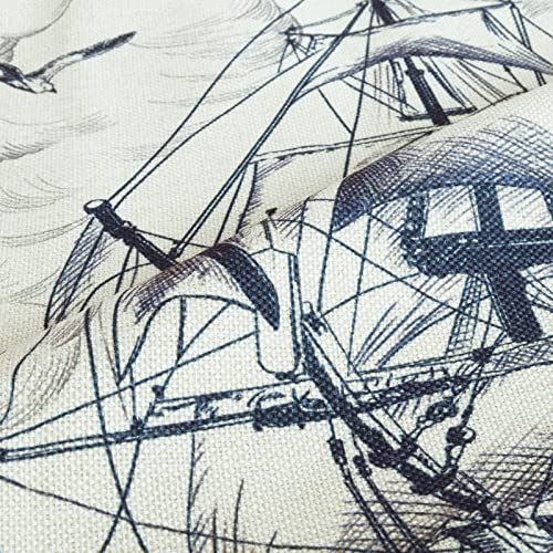 Bonhause Nautical Sailing Throw Pillow Covers 18 x 18 Inch Set of 4 Sailboat Compass Lighthouse Decorative Pillows Case Po...