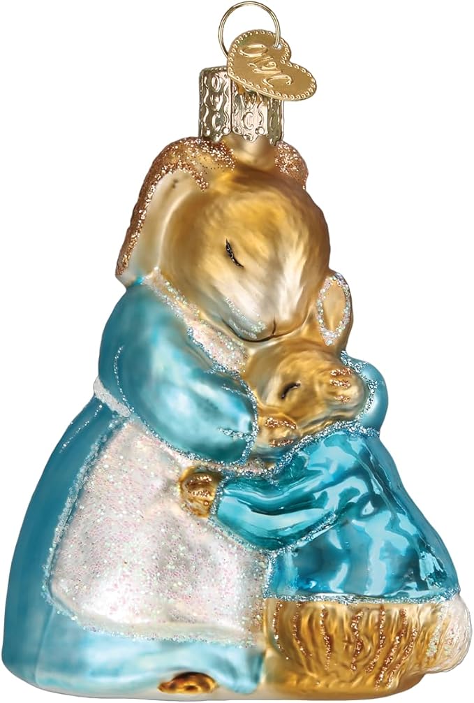 Old World Christmas Mrs. Rabbit and Peter Glass Blown Ornament for Christmas Tree, Handcrafted Holiday Decoration, Peter R...