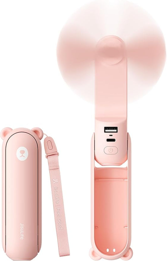 JISULIFE 3 IN 1 Handheld Mini Fan - Portable Fan & Power Bank & Flashlight, 19H Max Cooling, USB Rechargeable, Pocket-Size...