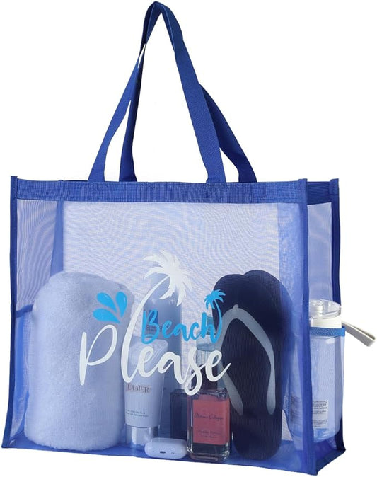 ukia - Mesh Beach Tote Large Bag, Extra Large Beach Bag for Vacation Family Beach Trip