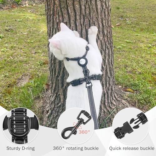 SCENEREAL Cat Harness and Leash Set Escape Proof with Airtag Holder, Reflective Pet Harnesses for Walking, Adjustable Kitt...