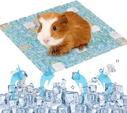 OULIGET Hamster Rabbits Cooling Mat,Crystal Quartz Glass Small Animal Bed,Pet Cool Plate Ice Bed Sleeping Pad Stay Cool fo...