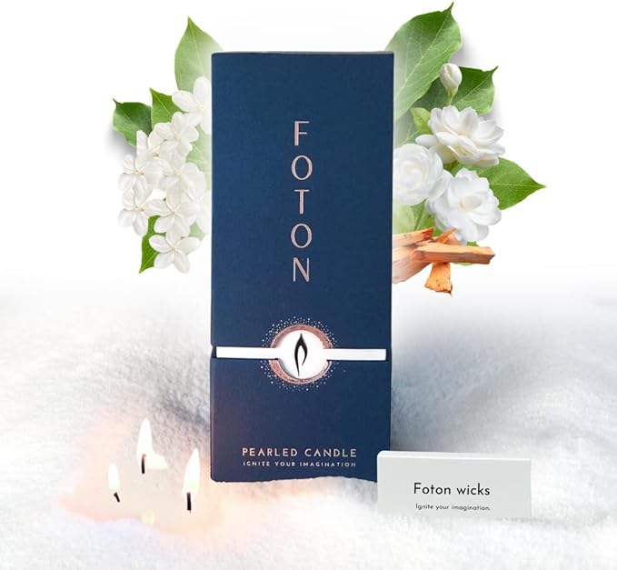 Foton Pearled Candle 18 Oz - Misty Monte Sandalwood Jasmine Scented Non Toxic Luxury Long Lasting Powder Candles up to 120...