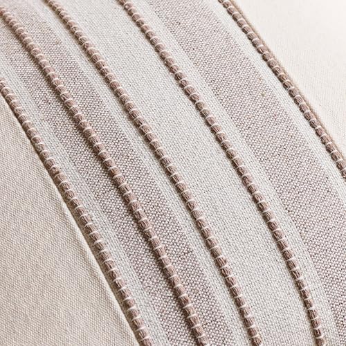 Striped Linen Textured Throw Pillow Covers 18x18 Inch Set of 2,Boho Decorative Cushion Covers, Neutral Beige Accent Pillow...