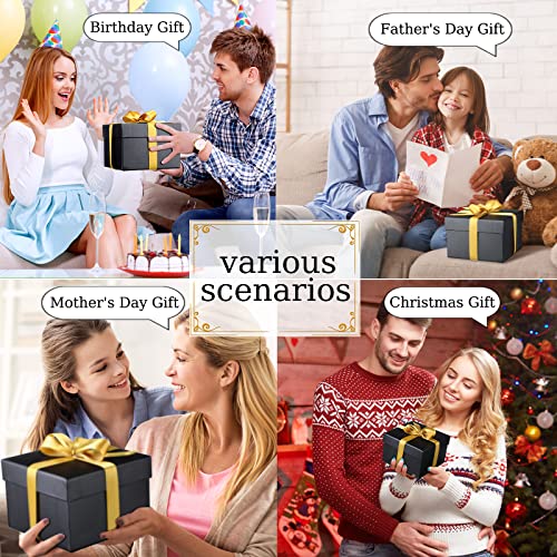 Marspark 4 Pcs Christmas Nesting Gift Boxes with Lids Stackable Square Nested Boxes Set with Ribbon Large to Small Size Pr...