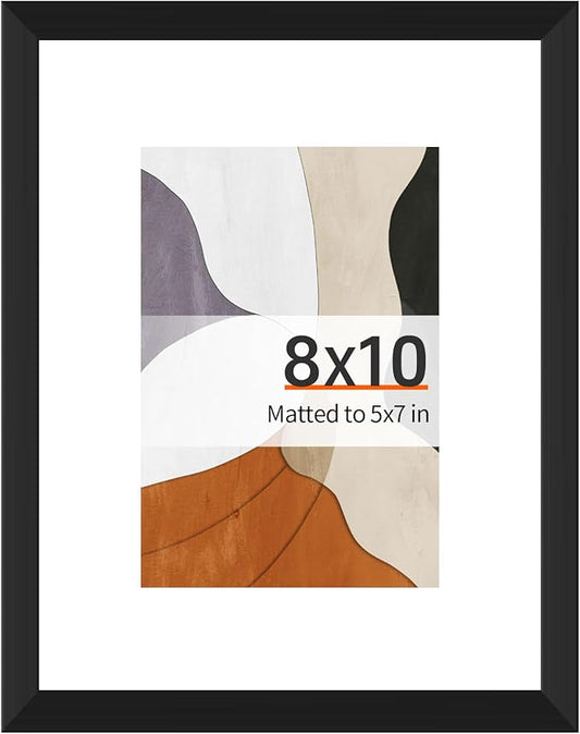 Arrow king 8x10 Black Picture Frame, Display Pictures 5x7 with Mat or 8x10 Without Mat, Wall or Tabletop Display with Stan...