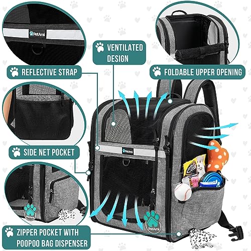 PetAmi Dog Backpack Carrier for Small Large Cat, Pet, Puppies, Ventilated Pet Hiking Backpack Travel Bag, Airline Approved...