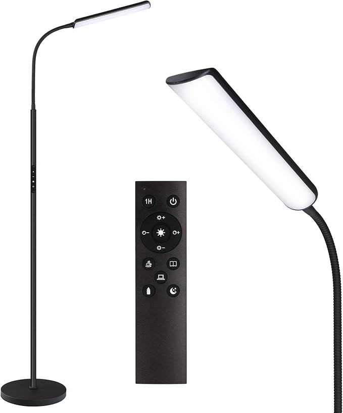 Dimunt LED Floor Lamp, Bright 15W Floor Lamps for Living Room with 1H Timer, Stepless Adjustable 3000K-6000K Colors & Brig...