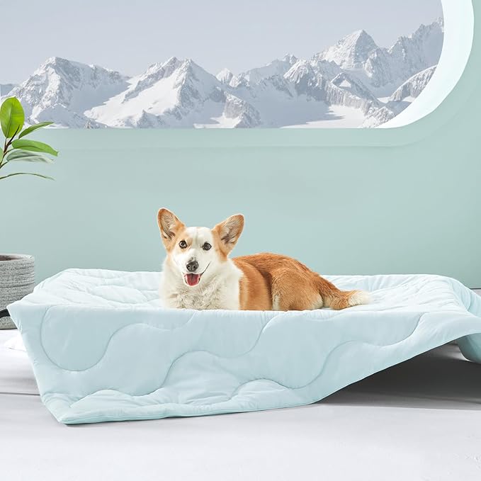 MIXJOY Cooling Blanket for Large Dogs Breathable, Dual-Sided Q-MAX>0.5, Lightweight Pet Cooling Throw Blanket Summer for S...
