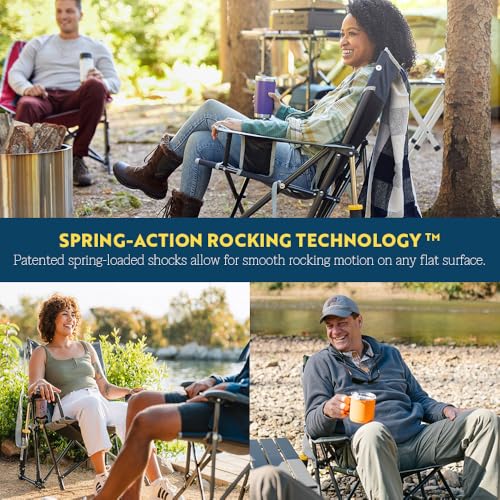 GCI Outdoor Kickback Rocker Camping Chair | Portable Folding Rocking Chair with Durable Armrests, Drink Holder & Relaxed L...