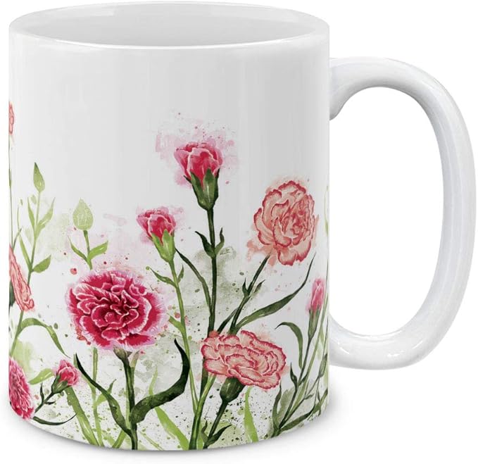 MUGBREW 11 OZ Coffee Mug Flowers Plants Garden Variety Designs, Carnations Flowers