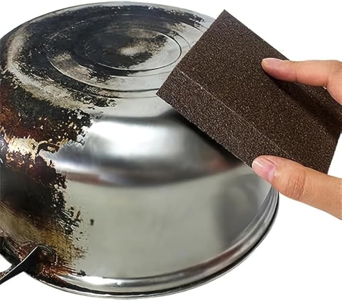 1pc Emery Magic Wipe Sponge, Pot Bottom Cleaning Descaling lron Rust Removal Dishwashing, Scouring Pads, Power Decontamina...