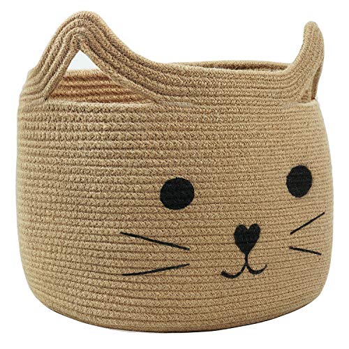 HiChen Large Woven Jute Rope Storage Basket, Baby Laundry Basket Organizer for Toys, Blanket, Clothes, Towels, Gifts | Pet...