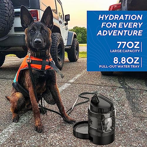lesotc Portable Dog Travel Water Bottle, 77oz Large Travel Water Bowl for Dogs Camping Hiking Beach Hunting Essentials, Bi...