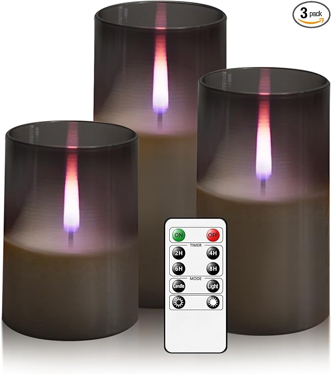 kakoya Flameless Candles Upgraded Realistic Flickering Flame,Battery Operated LED Candles with Remote Timers,Acrylic Elect...