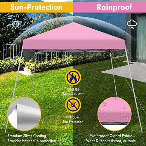 Tangkula 10x10 Ft Pop Up Canopy, Slanted Leg Outdoor Canopy Tent with Center Lock, UPF50+ Sun Protection, 4 Stakes, 8 Rope...