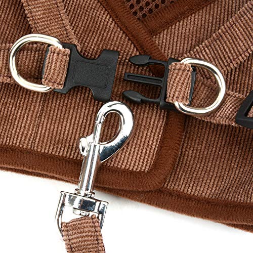 Zunea Small Dog Harness and Leash Set No Pull Adjustable Reflective Step-in Puppy Boy Girl Vest Harnesses Soft Corduroy Me...