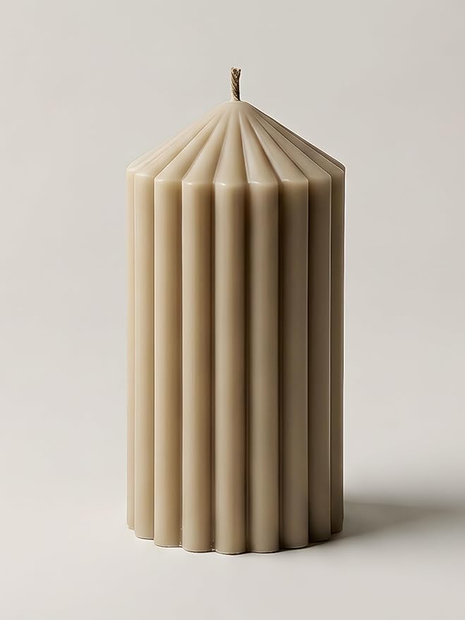 LAWA Ribbed Peak Pillar Candle - Large Beautiful Handmade Pillar Scented Soy Wax Candle Elegant Bubble Aesthetic Candle Ho...