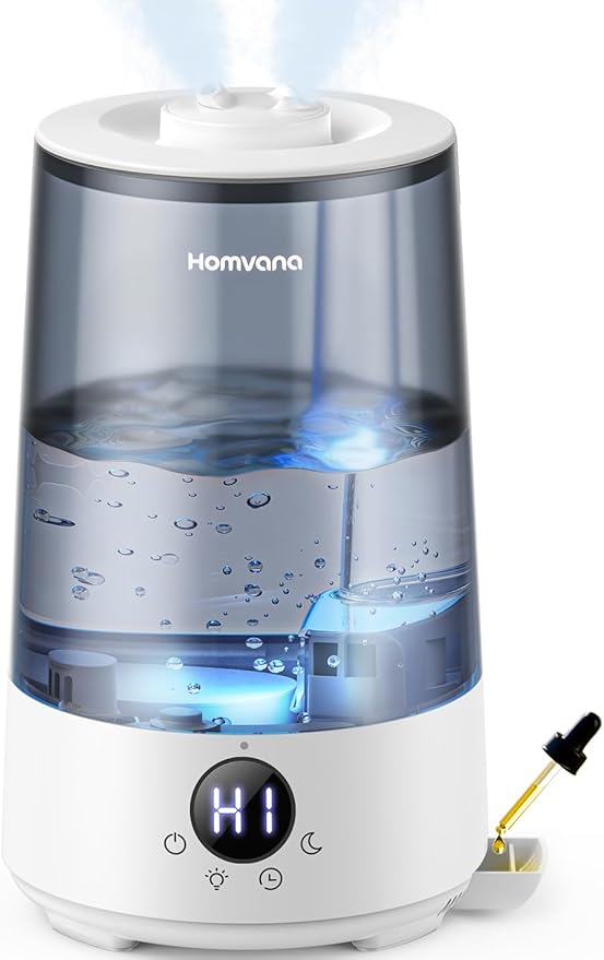 Homvana Humidifiers for Bedroom Home, 3.6 L Cool Mist Top-Fill 34H Super Long Time, Quiet 23dB, Baby Humidifier, Oil Diffu...
