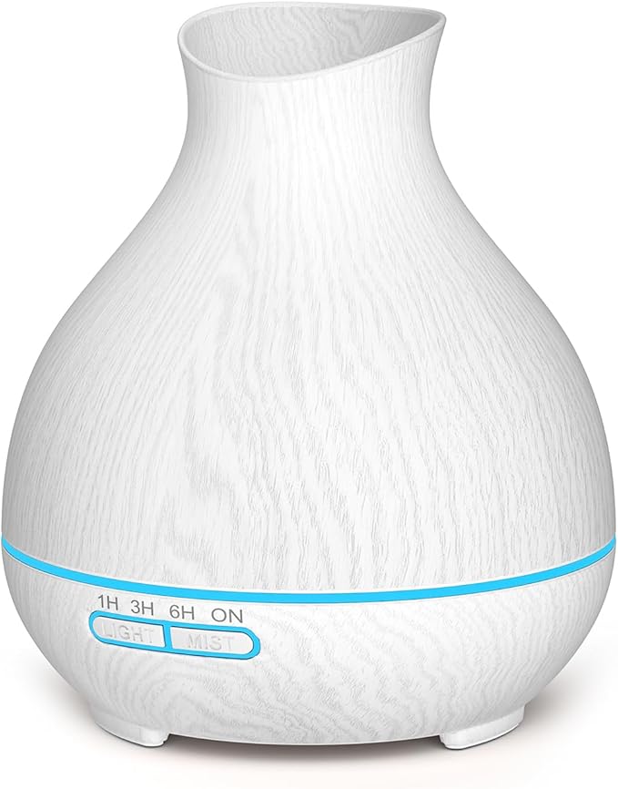 BZseed Aromatherapy Essential Oil Diffuser 550ml 12 Hours White Wood Grain Aroma Diffuser with Timer for Large Room, Home,...