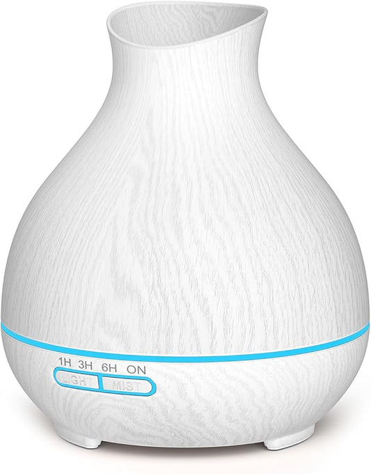 BZseed Aromatherapy Essential Oil Diffuser 550ml 12 Hours White Wood Grain Aroma Diffuser with Timer for Large Room, Home,...