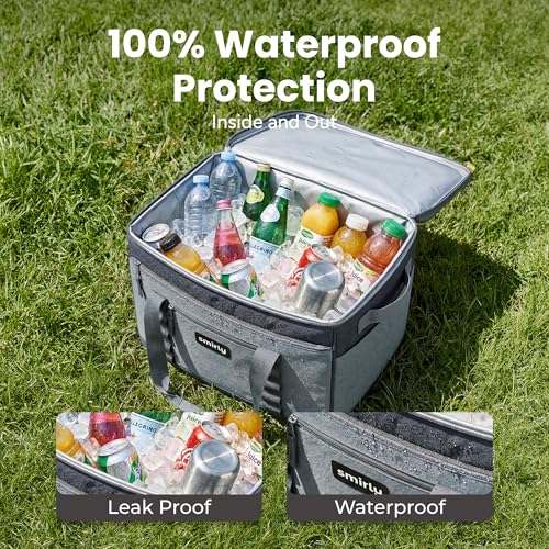SMIRLY Cooler Bags Insulated – Collapsible Cooler, Portable Leakproof and Soft Sided - Large Foldable Ice Chest for Campin...