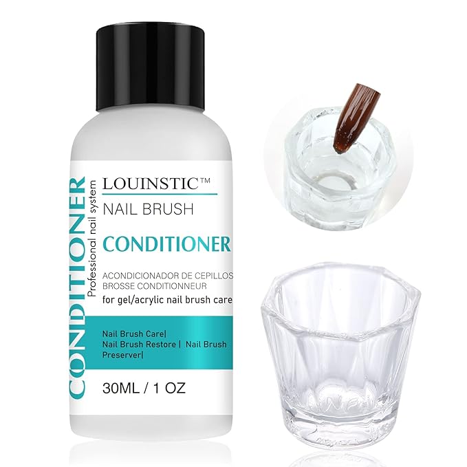 LOUINSTIC Nail Brush Cleaner and Conditioner - Quickly Clean Gel Nail Brushes, Paint Brushes, Airbrushes, Art Tools, Prese...