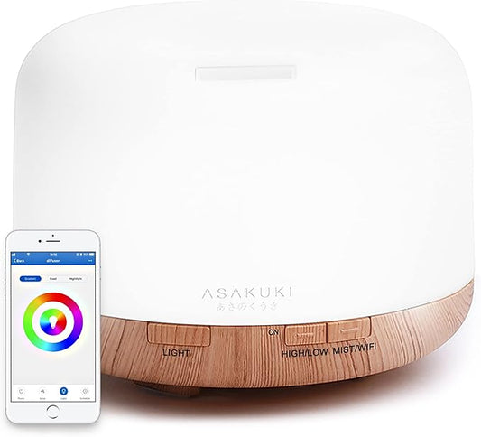 ASAKUKI Smart Wi-Fi Essential Oil Diffuser, App and Voice Control Compatible with Alexa, 500ml Aromatherapy Humidifier for...