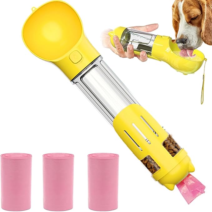 SYMHOBBY Portable Travel Water Collapsible Bowl Set Dispenser for Dog Walking Bag with Water Bottle Holder Small Size Dog ...