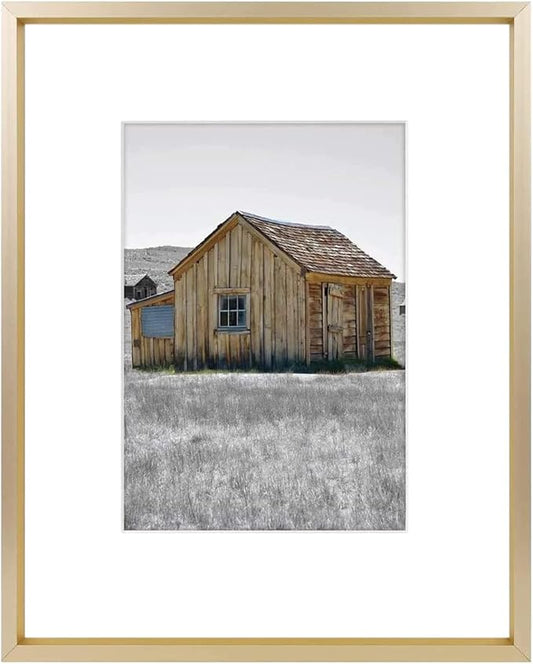 Golden State Art, 8x10 Gold Picture Frame Display Photo 5x7 with Mat or 8 x 10 Without Mat for Wall Mounting, Classic Sati...