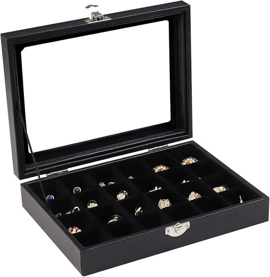 Wudygirl Jewelry Organizer Small Jewelry Box Jewelry Tray with Lid Velvet Earring Organizer Jewelry Earrings Holder Ring D...