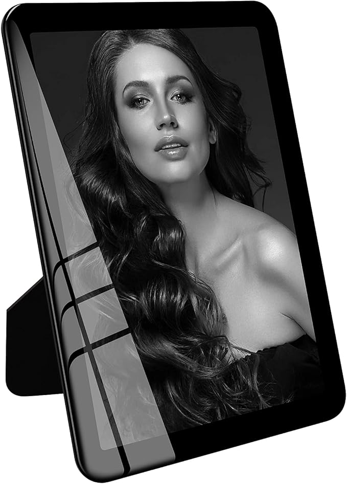 Bluesun 5x7picture frame, glass frame clear, hanging picture frame, Matted for wall and tabletop Decor (5x7, Black)