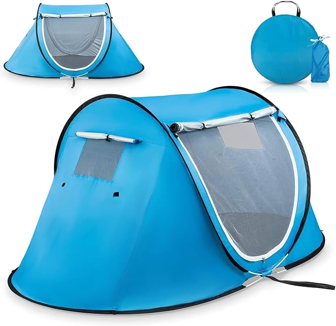 Abco Tech Pop Up Tent - Portable Tent for Camping 2 Person Pop Up with Double Doors - Water-Resistant and UV Protection - ...