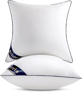 Siluvia 18"x18" Pillow Inserts Set of 2 Decorative Square Throw 18" Pillows with 100% Cotton Cover for Sofa, Couch, and Be...