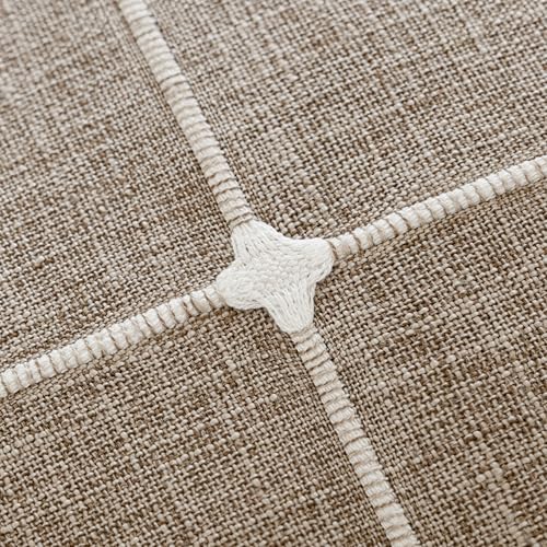 Foindtower Pack of 2 Decorative Faux Linen Jacquard Check Throw Pillow Covers Farmhouse Cushion Cover with Grid Textured A...