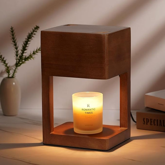 Candle Warmer Lamp Wood with Timer, Dimmable Electric Candle Lamp Warmer for Jar Candles, 2*35 Watt Bulb, Mothers Day Birt...