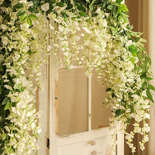 Veryhome 3Pcs 7.2Ft/Piece Artificial Flowers Wisteria Garland Artificial Wisteria Vine Hanging Flower Greenery Garland for...
