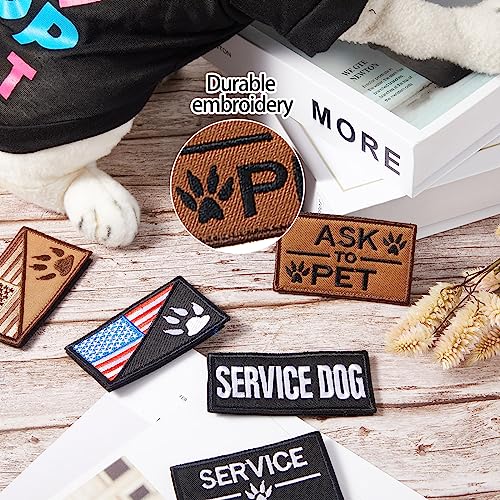 10 Pieces Service Dog Patches Ask to Do Not Pet Patch Vest Removable Tactical Pet in Training Hook and Loop Harness Americ...