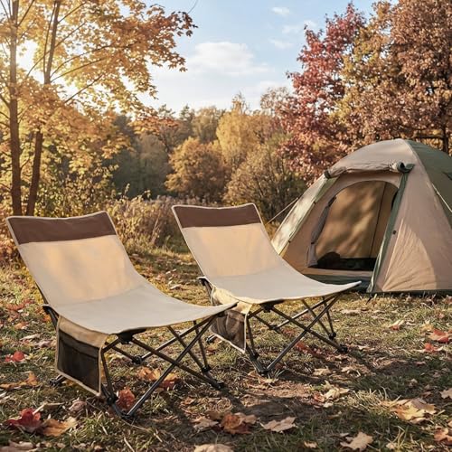 WTVIDAS Compact Beach Chairs 2 Pack with 3-Position Lay Flat Low Portable Camping Chairs for Adults Folding Reclining Chai...