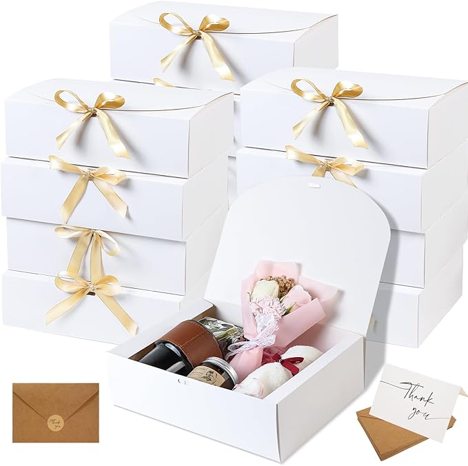 15 PCS Gift Boxes with Lids, 10.6x7.8x3.1 Inch Gift Boxes, Groomsmen Proposal Box, Luxury Gift Box with Ribbon for Bridesm...