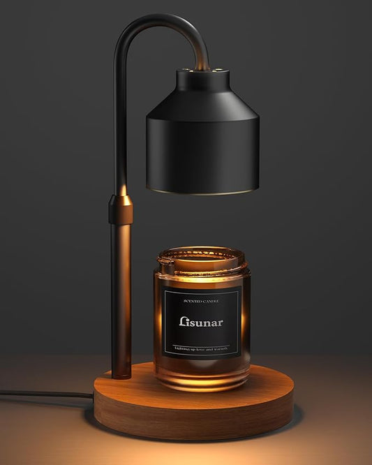 LISUNAR Electric Candle Warmer Lamp Black, Candle Lamp Warmer with Timer, Wax Warmer Lamp for Jar Candles, Adjustable Heig...