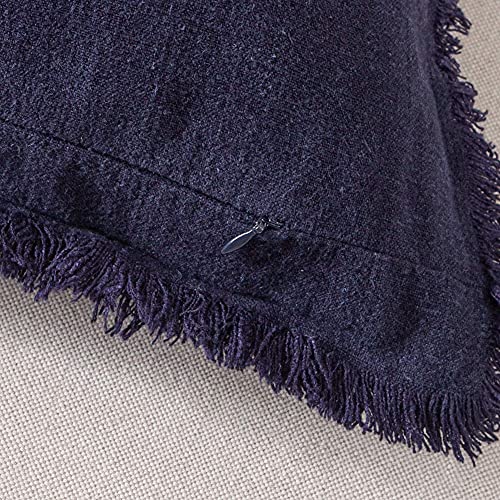 ATLINIA Linen Pillow Cover with Fringes Soft Solid Cushion Cover 20 x 20 Decorative Throw Pillow Cover for Couch Sofa Bed ...